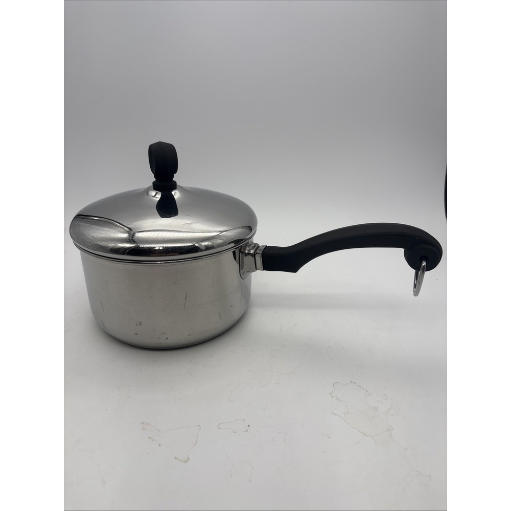 FARBERWARE 1 QT Saucepan & Lid Aluminum Clad Stainless Steel NYC USA VTG Clean